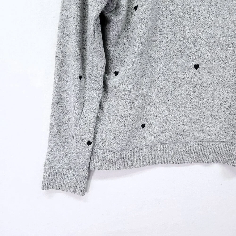 Rails Callahan Knit Sweater Size Large Melange Grey Black Hearts - Picture 10 of 12